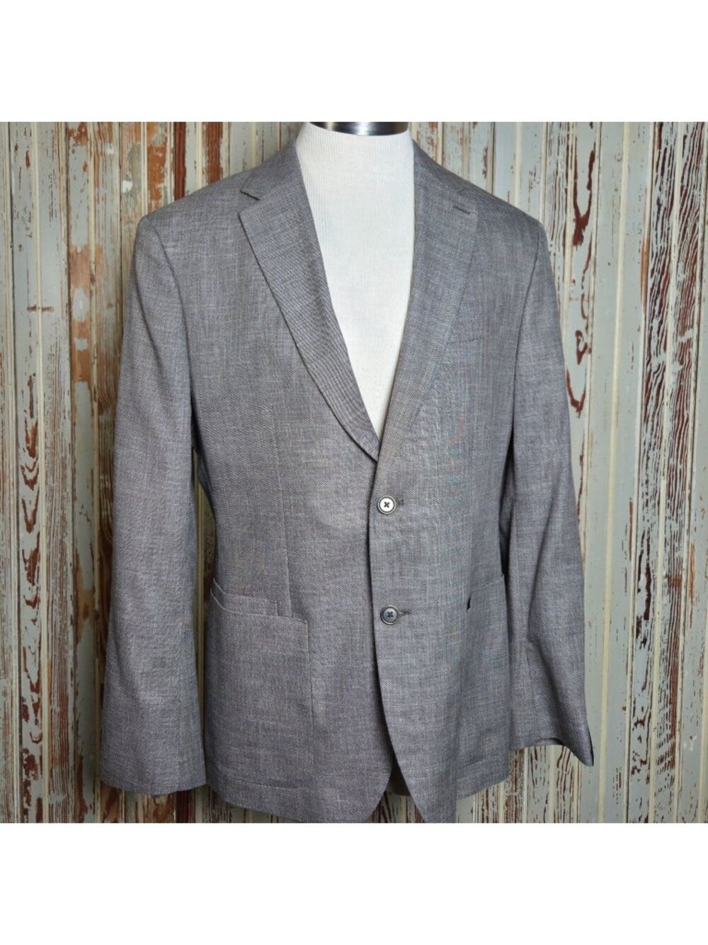 Banana Republic Mens Gray Two-Button Blazer Size 42R Regular Cotton Blend